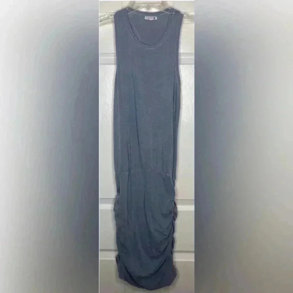 Woman SUNDRY light Blue Sleeveless Racer back Ruched Dress Sz 1 Small EUC USA